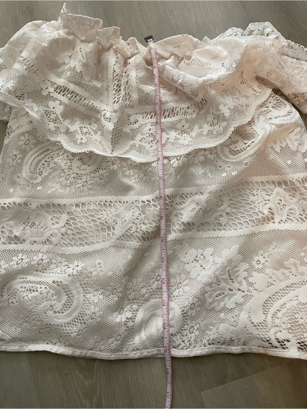 Lace Off-Shoulder Women’s Top in Cream - Picture 7 of 7